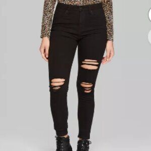 Women's Super-High Rise Distressed Skinny Jeans - Wild Fable Black
